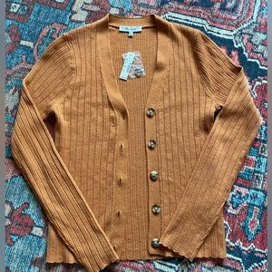 Pointelle Ribbed Cardigan Sweater NWT